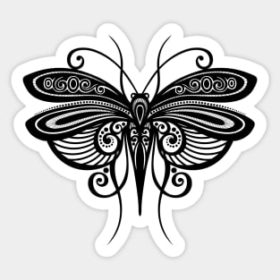 Black and White Illustration of Exotic Grasshopper Sticker